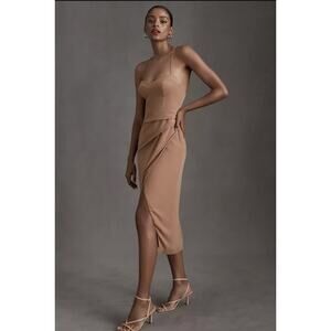 NWT BHLDN Emanuelle Georgette Bustier‎ Dress Brown Bridesmaid Wedding Size 10